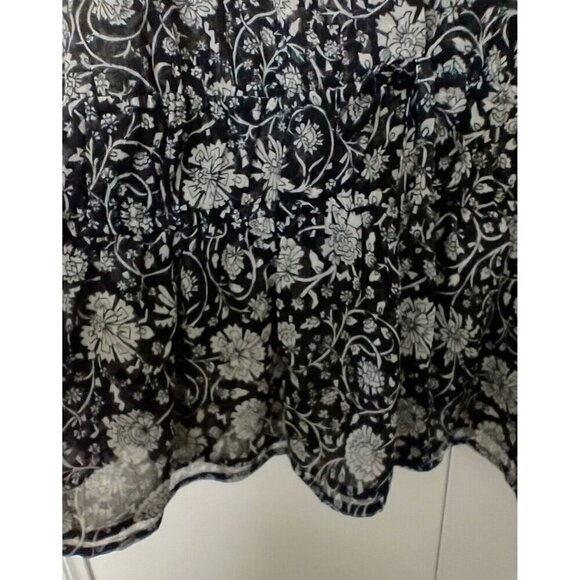 Old Navy Sheer Overlay Blouse Floral Print Long Puff Sleeves Smocked Waist - XXL - Picture 6 of 9